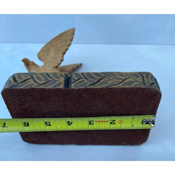Vintage Wooden Eagle Hand Carved Bird Cigarette Ashtray Figure Brown 4"x 7.5" - Picture 14 of 16